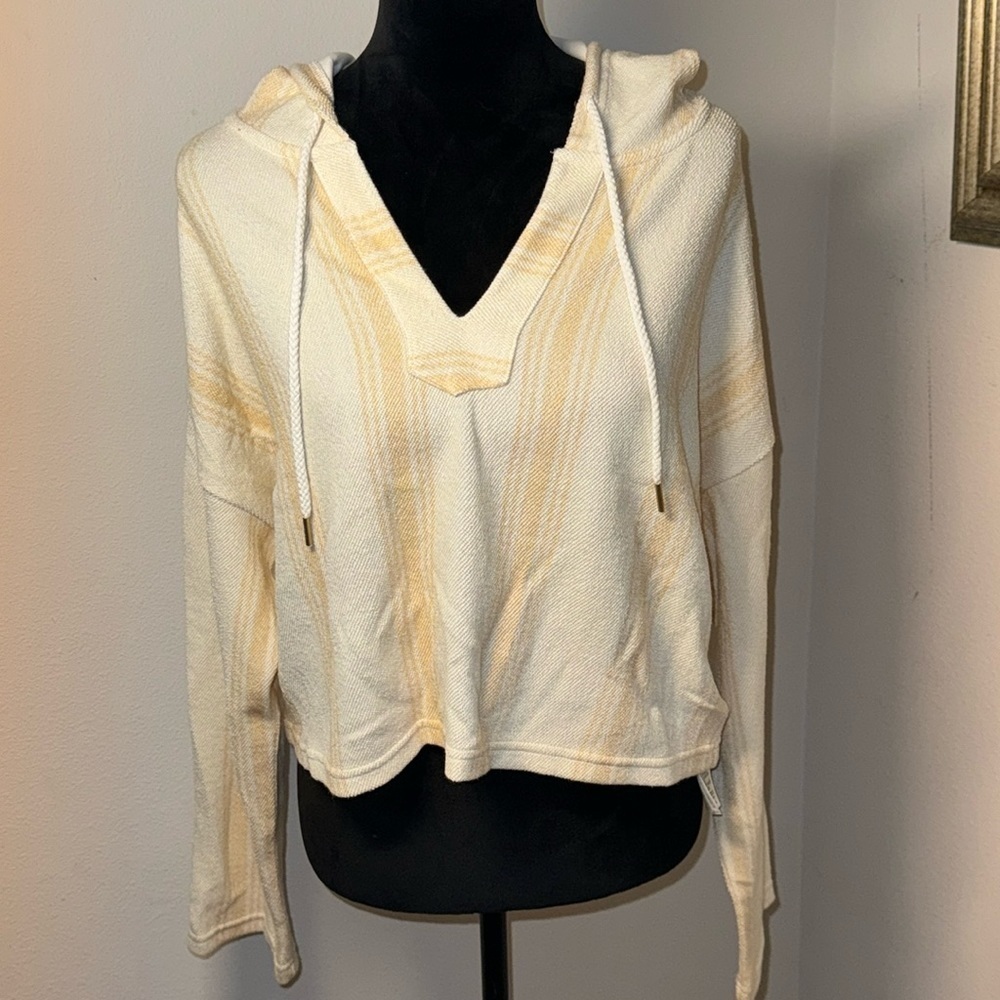 Roxy juniors drop a wave‎ hoodie cream peach top Sz L cotton blend - Picture 3 of 6